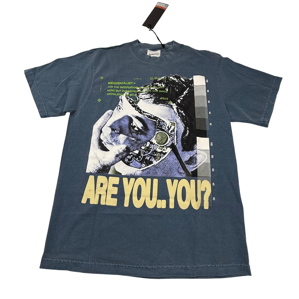 Individualist SS25 Are You You Graphic Tee Slate Blue Mens Medium NEW